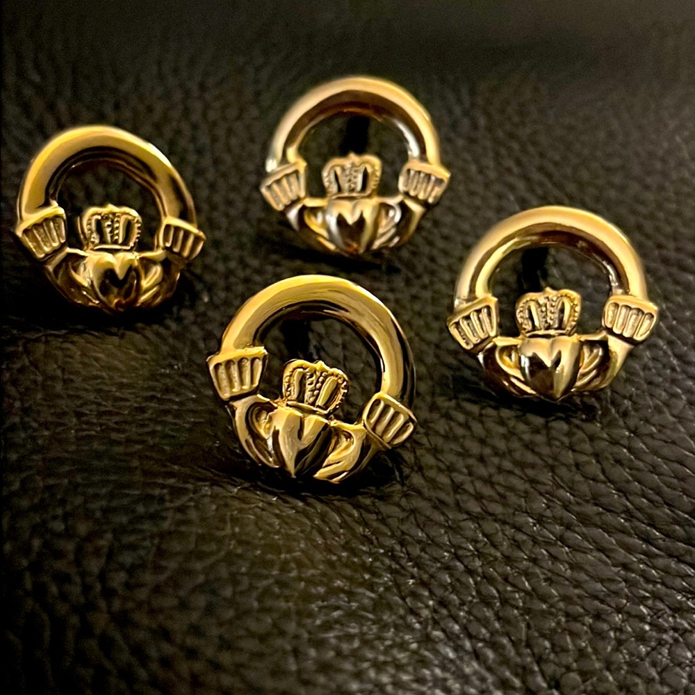 14k GOLD CLADDAGH LOVE LOYALTY FRIENDSHIP PIN VINTAGE NEW PLATED